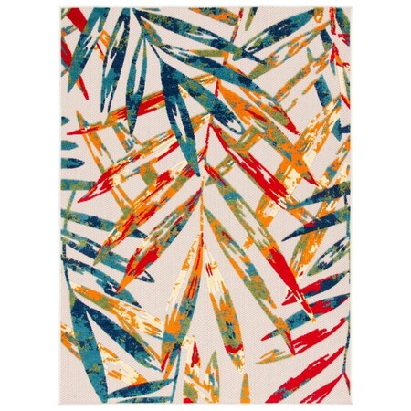 Flowers First 6 ft.-7 in. x 6 ft.-7 in. Cabana Bohemian Round Rug; Ivory & Navy FL1874432